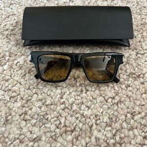 YSL Saint Laurent Black Rectangular Sunglasses with Case SL469